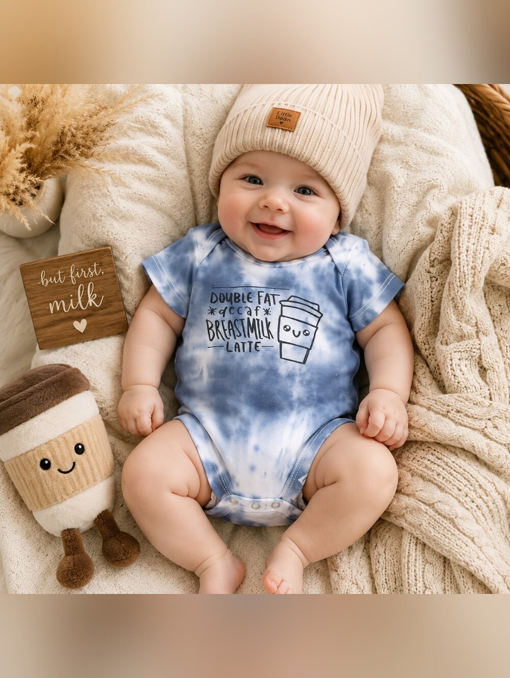 HG Creations Tie Dye "Double Fat Decaf Breastmilk Latte" Baby Bodysuit Onesie